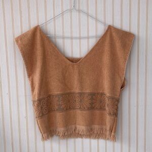 VINTAGE Reworked 70s Towel Top with Fringe OS